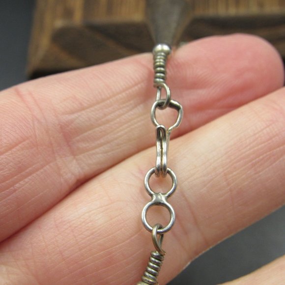 32" Sterling Silver Very Long Hematite Stone Necklace Vintage - Picture 5 of 7